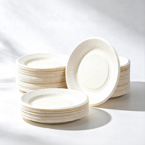 Plato <span class=keywords><strong>de</strong></span> Papel Desechable Ecológico <span class=keywords><strong>de</strong></span> 7/9 Pulgadas, Impreso, Compostable, para Fiestas, OEM/ODM - Product Image 1