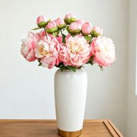 Bunga Peony Artificial 2 Tangkai Real Touch, Bunga Sutra Paeonia Besar untuk Buket Pengantin, Dekorasi Pernikahan Mewah