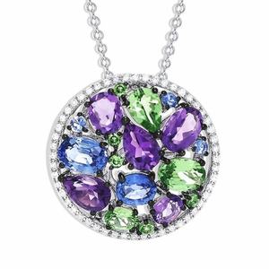 จี้เงินแท้ 925 ชุบสองสี ดีไซน์แฟชั่นขายส่ง ประดับเพชร CZ หลากสีทรงลูกแพร์ - Product Image 3