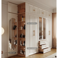 Armoire de bureau personnalisée blanche crème de luxe légère penderie principale en bois intégrée avec commode d'angle pour chambre à coucher maison