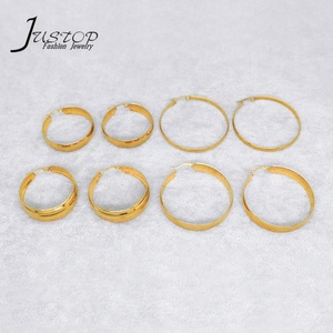 ต่างหูห่วงทองเหลืองประดับอาเกตทรงกลมขนาดใหญ่ 50 มม. ดีไซน์ทันสมัย คุณภาพสูง - Product Image 2