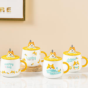 Mug à café en céramique personnalisé de 12 oz, design mignon de chiot de dessin animé, cadeaux de Noël parfaits pour les amoureux des chiens - Product Image 1