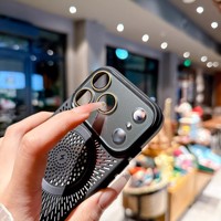 Coque de luxe respirante en maille rafraîchissante compatible avec iPhone 17 16 Pro Max, protection magnétique d'objectif, coque rigide en PC