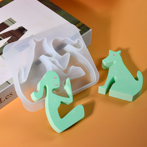 DIY goutte colle moule en trois dimensions petite fille et chiot silicone moule bougie plâtre figure décoration - Product Image 2