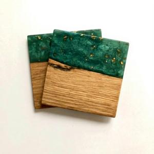 Sous-verres décoratifs carrés modernes en résine et bois, faits à la main, accessoires pour boissons, diamètre 35 mm, pour salon, cuisine, bureau - Product Image 1