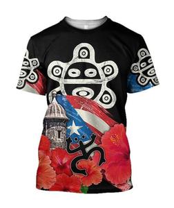 Camisetas de Diseñador con Estampado Completo Personalizado de Puerto Rico Sol Taino Lover, Camiseta Lisa al por Mayor, Camiseta Holgada de Manga Corta - Product Image 1