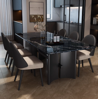 Table à manger rectangulaire de style italien luxueux avec chaise moderne, adaptée aux petits appartements, mobilier d'hôtel de luxe en métal