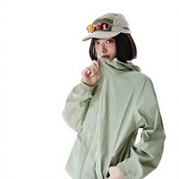 Jaket Hoodie Pelindung Sinar Matahari UPF50+ Bahan Sutra Es Ringan Gaya Jalanan untuk Musim Panas, 100% Nilon Ramah Kulit, Pakaian Luar untuk Aktivitas Luar Ruangan