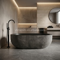 Baignoire autoportante ovale en marbre noir de haute qualité, grande taille, personnalisée, pour hôtels, villas, appartements, salles de bain