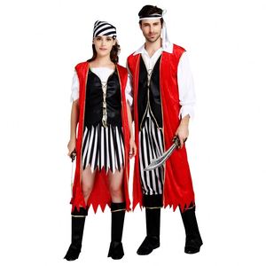 Costumes de cosplay pour couples adultes, pirates, TV et cinéma, pantalons, Halloween, carnaval, design imprimé, veste, robe, haut, 4ourcostumes - Product Image 1