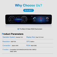 Sistema Android de Pantalla Dual NaviHua de 12.3 Pulgadas para Mercedes-Benz Clase S W222 2014-2017 con CarPlay Inalámbrico