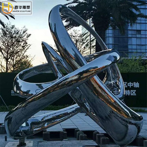 Escultura de Acero Inoxidable Jiahua, Arte Decorativo Abstracto Geométrico Irregular para Exteriores, Acabado de Espejo, Montaje en Suelo - Product Image 1