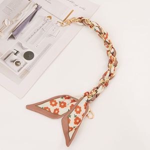 Elegant Women Silk Scarf <b>Key</b> Ring Fashion Woven Fabric Bag Charm Car <b>Key</b> <b>Chains</b> Daily Accessory - Product Image 2
