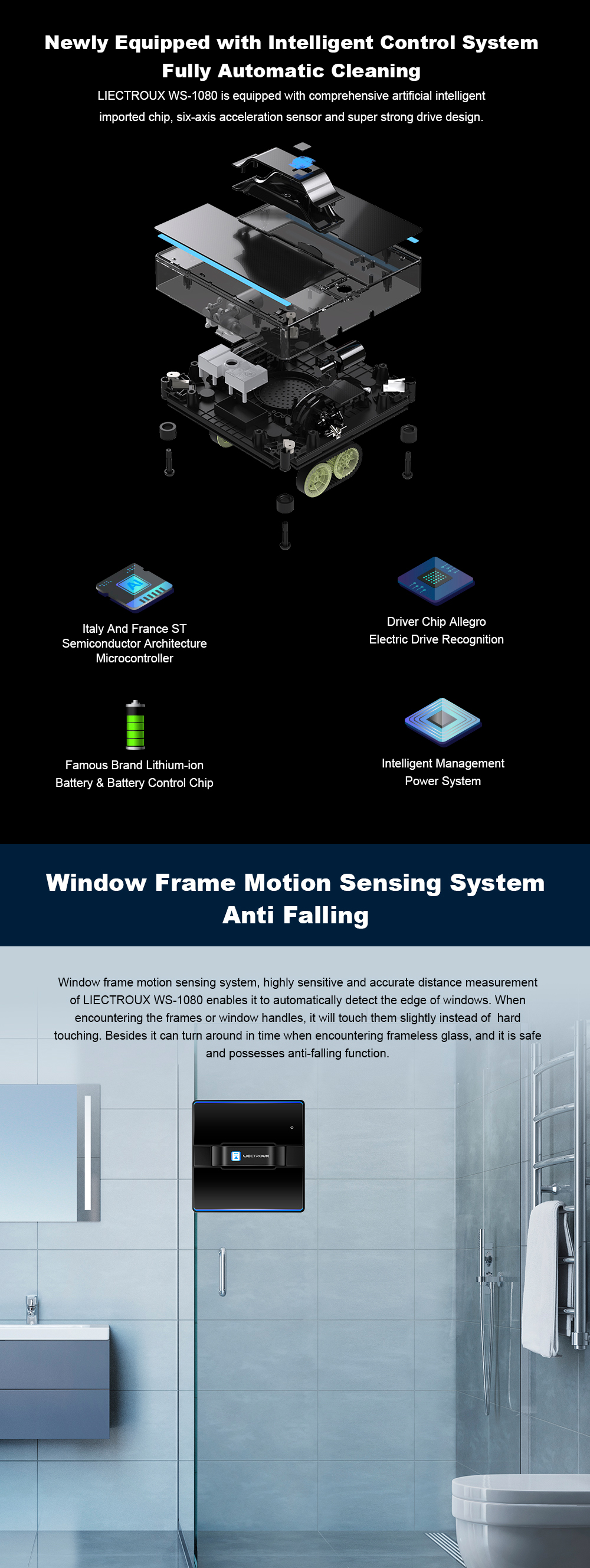 Liectroux 2021 best window cleaning robot WS-1080