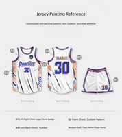 Ensemble de maillots de basket personnalisés avec nom et numéro, uniforme d'équipe en maille respirante pour hommes et femmes, impression par sublimation pour le jeu