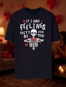 T-shirt Skeleton Feelings per San Valentino, unisex, a maniche corte, girocollo, con grafica, 100% cotone jersey, vestibilità regolare - Product Image 2
