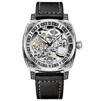 Montre automatique pour homme avec bracelet en cuir véritable tendance de style antique, logo personnalisé lumineux