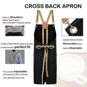 Tabliers de cuisine personnalisés en toile noire pour femmes et hommes, pour chefs, grillades, restaurants, bars, boutiques, cafés, salons de beauté et de manucure, uniformes - Product Image 4