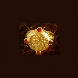 แหวนแฟชั่นชุบทอง PVD สแตนเลสสตีล 316L ทนทาน ประดับด้วยพลอยสีแดง - Product Image 3