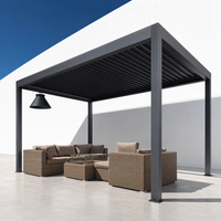 Pergola en aluminium réglable avec toit à lames orientables manuel pour cabane de station balnéaire, auvent rétractable