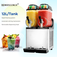 Machine à slushie automatique portable de qualité commerciale Moseener pour thé Boba avec 3 réservoirs en acier inoxydable (12L chacun) SPACE 3 Bols