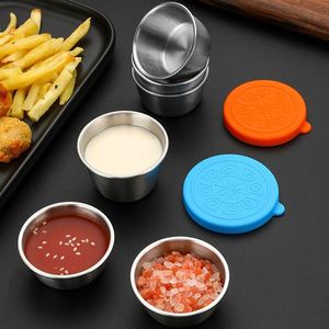 Logo personnalisé, acier inoxydable 304, 40 ml, 50 ml, 70 ml, coupelle à sauce, gobelet à sauce, avec bouchon en silicone pour restaurant - Product Image 1