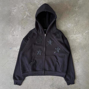 Nouveau <span class=keywords><strong>Sweat</strong></span>-shirt à <span class=keywords><strong>Capuche</strong></span> Zippé Unisexe Tendance, Style Streetwear Ample avec Imprimé Étoile, Idéal pour le Commerce International Transfrontalier - Product Image 2