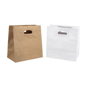 Bolsas de Papel Blancas Troqueladas de Bajo Precio con Asas para Café, Mercancía, Venta Minorista, Festivales y Días Festivos - Product Image 1