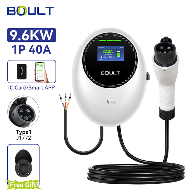11kW 1-Phase 48A Wall-Mounted Portable EV Charger 250V Input with 5m Cable Type1 & Tesla Interface for New Energy Vehicles