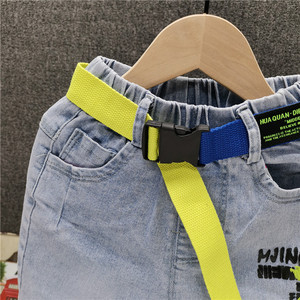 Productos en Oferta, Jeans de Verano para Niños con Estampado de Letras, Estilo Coreano con Cinturón a la Moda - Product Image 6