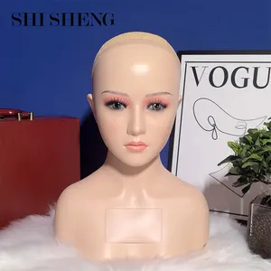 SHI Sheng nữ thực tế mannequin đầu với vai hiển thị để làm và hiển thị tóc giả Mũ mannequin đầu