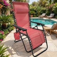 Chaise de plage inclinable zéro gravité en acier inoxydable, chaise longue pliante portable avec poche latérale pour usage extérieur, cour et hôtel
