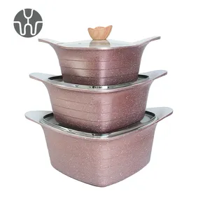 Grosir set peralatan masak aluminium die-casting, set panci memasak, casserole, panci sup, aluminium die-casting