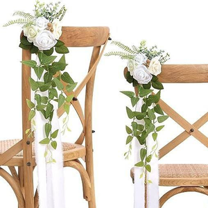 Outdoor Wedding Chair and Aisle Decoration Silk Artificial Flowers with <strong>Ribbon</strong> for Church Party Indoor/Outdoor Use - Product Image 2