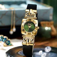 Montre pour femme GEDI de haute qualité, montre-bracelet à quartz rétro à cadran rond, élégante, avec bracelet en cuir et design étanche.