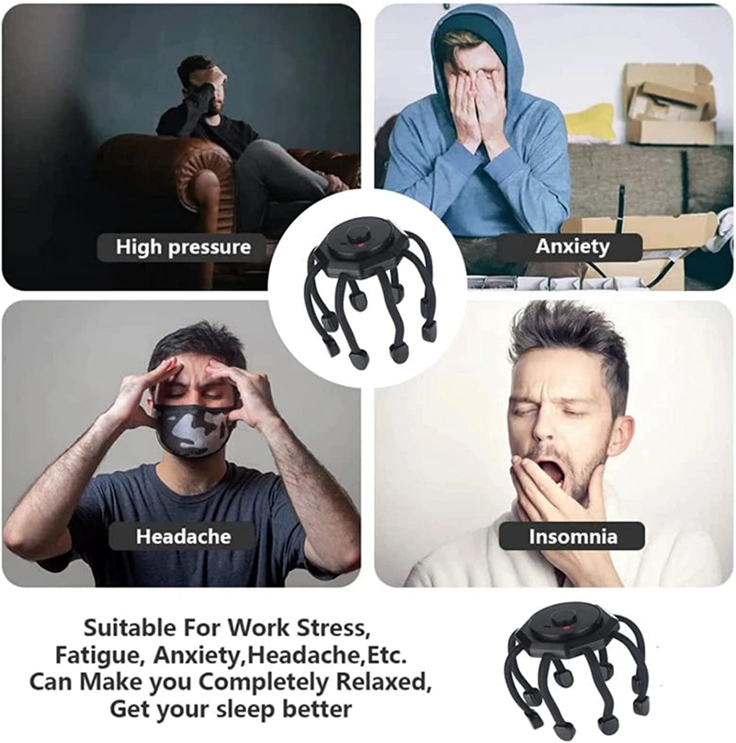 Automatic 8 Heads Finger Vibrating Octopus Scalp Head Massager Rechargeable  Smart Vibration Spider Head Massage Tool| Alibaba.com