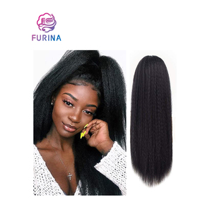 Postiche <span class=keywords><strong>de</strong></span> cheveux synthétiques <span class=keywords><strong>de</strong></span> 130 g, 26 pouces, blanc, pour femmes, <span class=keywords><strong>dos</strong></span> beau, bouclés crépus, lisses, <span class=keywords><strong>queue</strong></span> <span class=keywords><strong>de</strong></span> <span class=keywords><strong>cheval</strong></span> à cordon, extensions <span class=keywords><strong>de</strong></span> cheveux synthétiques - Product Image 1