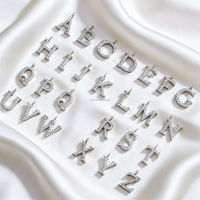 Breloques Lettres DIY en Zircon et Acier Inoxydable 316L, 26 Pendentifs Alphabet pour Boucles d'Oreilles, Bracelets, Colliers, Composants de Bijoux