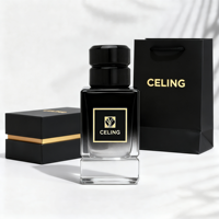 Flacon de parfum en verre rectangulaire personnalisé de luxe avec bouchon doré et boîte, dégradé de couleurs, 30 ml, 50 ml, 100 ml, avec pulvérisateur à air