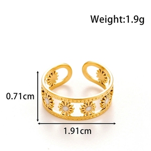 Anillo Abierto Unisex de Acero Inoxidable, Diseño Geométrico de Flor, para Regalo de Boda, Compromiso, Aniversario o Fiesta - Product Image 6