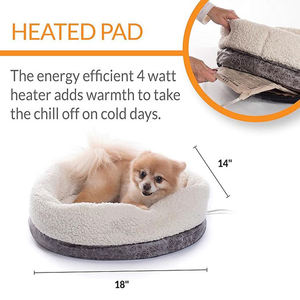 맞춤형 화이트 폴리 파이버 솔리드 클래식 라운드 진정 온열 개 침대 겨울 따뜻한 부드러운 이동식 및 애완 동물 수면을위한 빨 - Product Image 2