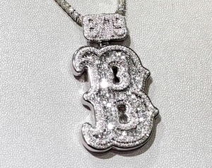 <span class=keywords><strong>Pendentif</strong></span> personnalisé en <span class=keywords><strong>argent</strong></span> sterling 925 taille émeraude VVS1 Moissanite en couches initiale lettre B <span class=keywords><strong>pendentif</strong></span> épais glacé - Product Image 6