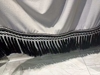 Tissu en dentelle à franges nouées noires pour ameublement, rideaux, bords de tapis, ruban de 25 m par rouleau, hauteur 20 cm