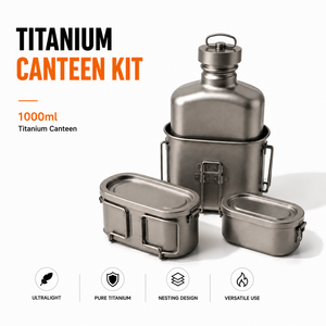 Titanium Canteen Kit Nesting Water Bottle Bushcraft Camping Mess Kit Outdoor Cooking Set OEM ODM - Product Image 1