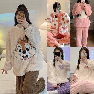 <span class=keywords><strong>Pigiama</strong></span> in pile di corallo all'ingrosso a basso prezzo; Pantaloni in pile di corallo a maniche lunghe da <span class=keywords><strong>donna</strong></span> autunno e inverno vestiti per la casa in due pezzi - Product Image 2