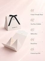 Boîte cadeau pliable triangulaire, emballage plat en une seule pièce avec poignée, logo personnalisé, écologique, pour bonbons, desserts, pâtisseries, directement de l'usine