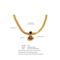 JINYOU 2015 Collar de Cadena Gruesa Trenzada de Acero Inoxidable Chapado en Oro con Colgante Redondo de Piedra Ojo de Tigre, Joyería