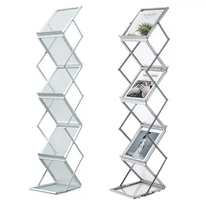 Magazines Outdoor Display Rack / Metal wire Catalog Shelf / Hotel Lobby Free Standing Newspaper Stands