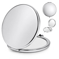 Blank Compact Mirror Round Double Sided Magnifying Mini Pocket Mirror Rose Gold Gold Silver Travel Foldable Cosmetic Hand Mirror
