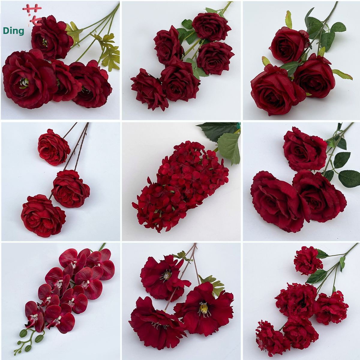 Direct-Selling Wholesale Beautiful Burgundy Silk Artificial Flowers Retro Wedding Gardening Decoration for Mother's Day